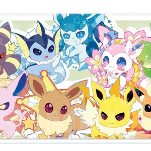 Eeveelution PlayMat | GamingMat | Desk Mat | Mouse Pad | Stitched Edge Mat