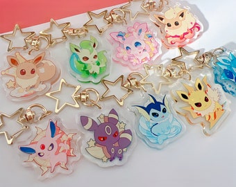 Eeveelution Charm | Sylveon | Umbreon | KeyChain | Phone Stand | Magnet | Pin | Bag Charm | Double Sided Acrylics