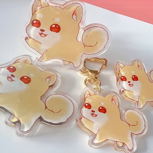 Fluffy Shiba Inu HiFive Charm | Doggy | Resin Acrylic | Keychain | Magnet | Stand | Pin