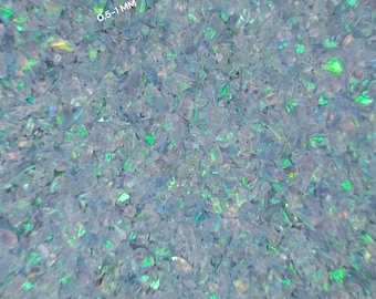 Ópalo azul bebé triturado en polvo de grado AAA, 0,5-1 mm, incrustación de ópalo grueso premium para carpintería, incrustación de anillo, ópalo etíope verde fuego.