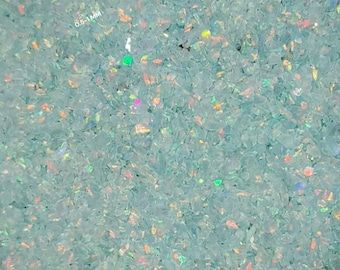 Polvo de ópalo azul cielo triturado AAA de 0,5-1 mm, material de incrustación premium de ópalo grueso para incrustaciones de anillos de carpintería, ópalo etíope multifuego.