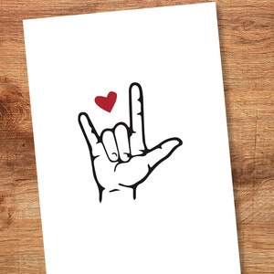 Je t'aime | Coeur | Langue des signes | Impression numérique | Carte postale de Nairobi | Carte de vœux
