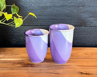 8oz 12oz Ceramic Lavender Coffee Mug with lid Purple keep cup reactive glaze Handmade Vietnamese ceramics Christmas gifts