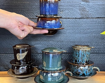 Handmade Vietnamese Ceramic Coffee Filter: Reactive Glaze Barware -phin