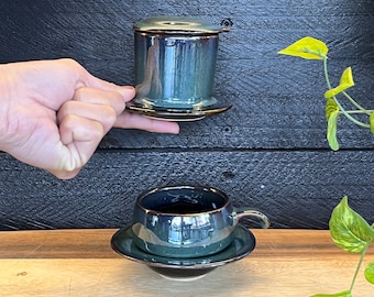 Vietnamese Ceramic Coffee Filter Reactive Glaze Handmade