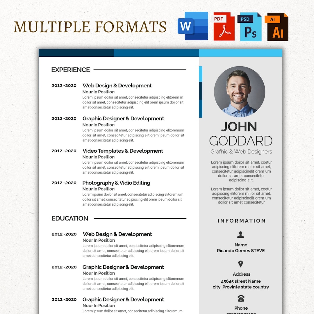 Formal Resume Template Resume Template Word Ai PSD PDF Etsy Formal Resume Template Resume Template Word Ai PSD PDF Etsy