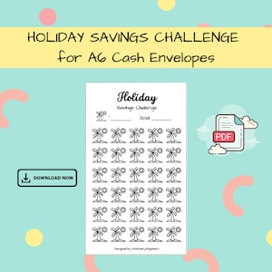 Holiday Savings Challenge - Digital Download - A6 Printable PDF for Budget, Saving, Sinking Funds & Cash Envelopes