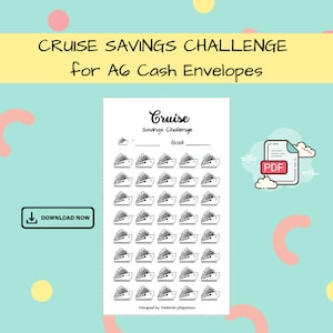 Desafío de ahorro de cruceros - Descarga digital - PDF imprimible A6 para presupuesto, ahorro, fondos de amortización y sobres de efectivo