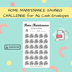 Home Maintenance Savings Challenge - Digital Download - A6 Printable PDF for Budget, Saving, Sinking Funds & Cash Envelopes