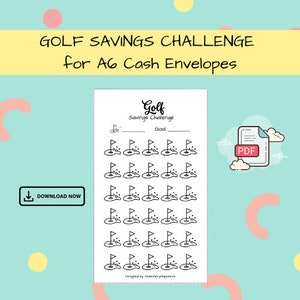 Desafío de ahorro de golf - Descarga digital - PDF imprimible A6 para presupuesto, ahorro, fondos de amortización y sobres de efectivo