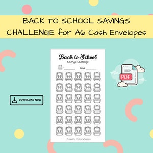 Back to School Expenses Savings Challenge - Digital Download - A6 Printable PDF for Budget, Saving, Sinking Funds & Cash Envelopes