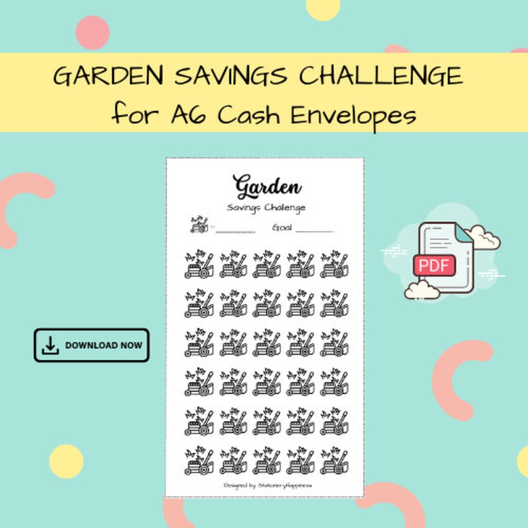 Garden Savings Challenge Digital Download A6 Printable PDF for Budget