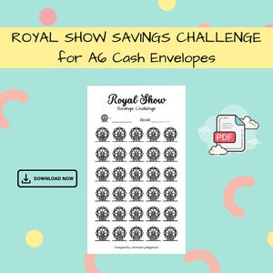 Royal Show Savings Challenge - Descarga digital - PDF imprimible A6 para presupuesto, ahorro, fondos de amortización y sobres de efectivo