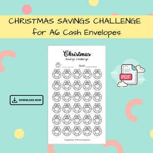 Desafío de ahorro navideño - Descarga digital - PDF imprimible A6 para presupuesto, ahorro, fondos de amortización y sobres de efectivo
