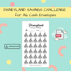 Disneyland Savings Challenge - Descarga digital - PDF imprimible A6 para presupuesto, ahorro, fondos de amortización y sobres en efectivo
