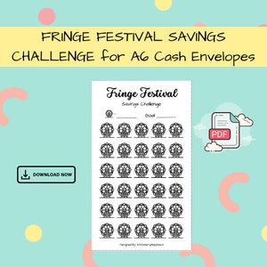 Fringe Festival Savings Challenge - Descarga digital - PDF imprimible A6 para presupuesto, ahorro, fondos de amortización y sobres de efectivo