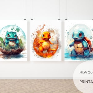Pikachu Set Art Print Digital Files decor nursery room - Inspire Uplift