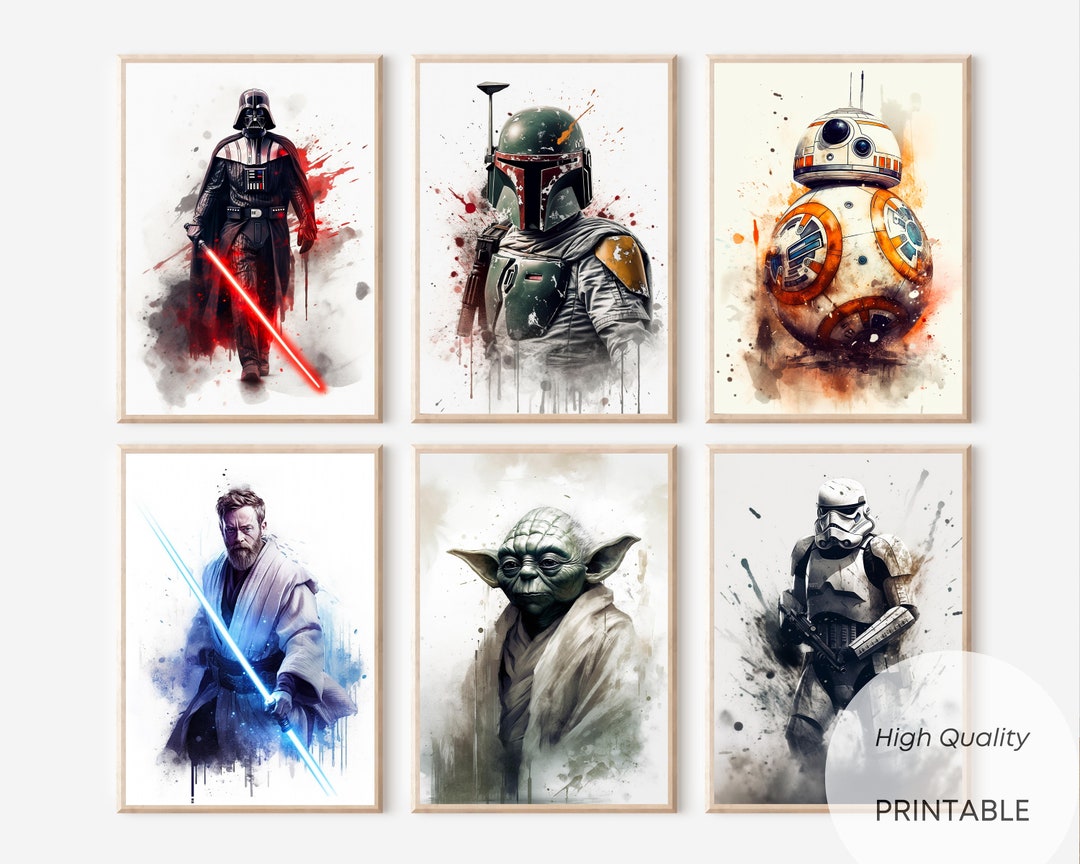 Star Wars Set of 6 Watercolor Jedi Print Star Wars Gift Obi Wan Kenobi ...