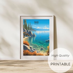 Tahoe Illustrations Paintings, Digital Poster, Digital Print, Aquarel, National park poster
