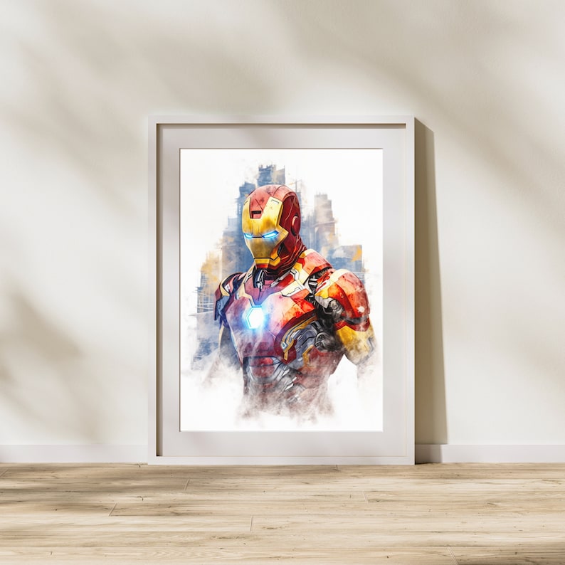 6 Superheros Poster Spiderman Marvel Poster Aquarelle Superhero Cadeau Marvel Chambre d'Enfant Décoration Murale image 3