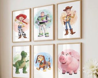 Set of 20 Toy Story Wall Art, Woody Buzz Jessie Poster Prints, Kids Playroom Decor, Nursery Wall Art (Digital Download)