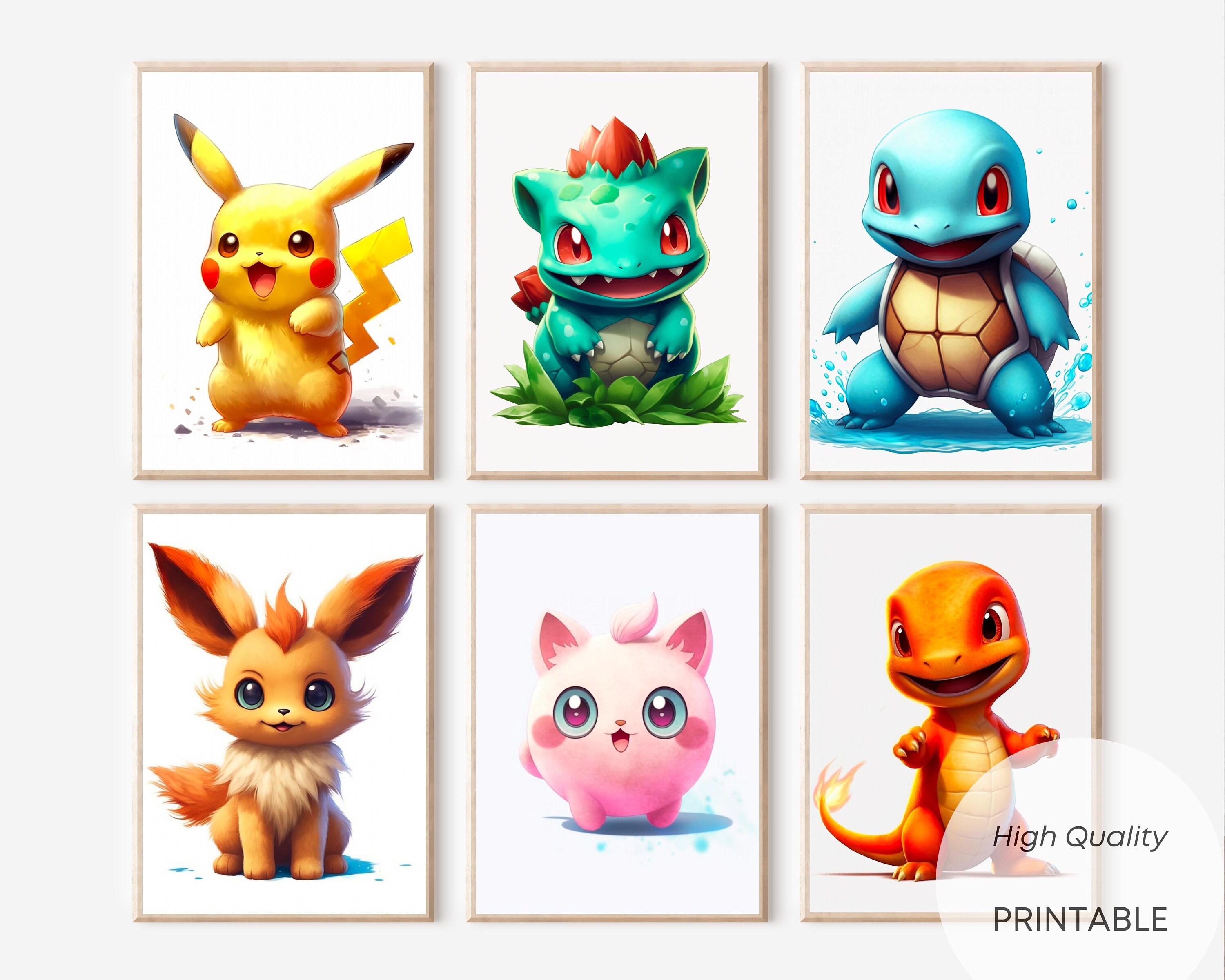 Pokemon Printable Set of 6 Pokemon Watercolor Art Pokemon - Etsy
