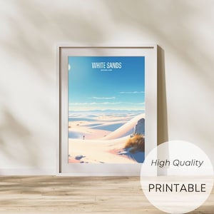 White Sands Illustrations Paintings, Digital Poster, Digital Print, Aquarel, National park poster