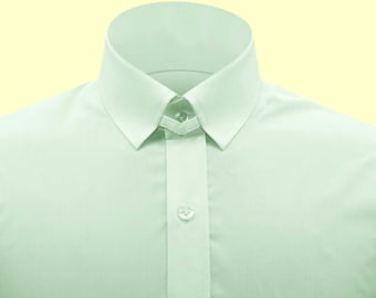 Mint Green Shirt in Tab Collar Men James Bond Style Outfit Loop Kent Collar Dress Shirt Snap Tabbed Eton Collar Shirt Easter Brooks Brothers