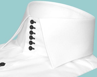 White High Collar Spread Shirt for Mens Tall Neck Collar Shirt Karl Lagerfeld Style Vintage Collar Wedding Men Attire Shirt Gift For Him