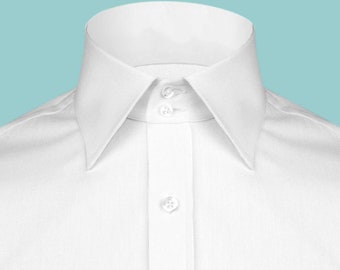 Spread High Collar Shirt Gift For Men 2 Buttons On Stiff High Neck Pointed Collar  Shirt Kent Windsor Vintage Style Cotton Shirt Collar