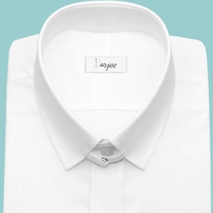 James Bond Style 100% Cotton Solid White Snap Tabbed Loop Collar Dress Shirt Men's/ Collar / Skyfall's, Tom Ford, Celebrity Outfit Style