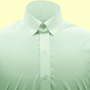 Mintgrön skjorta med flikkrage Herrskjorta med James Bond-krage, öppningsbar Kent-krage, klänningsskjorta med tryckknappar, Eton-krage, Easter Brooks Brothers