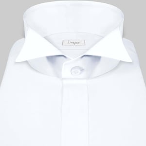 May include: A white dress shirt with a button-down collar and a single button fastening. The shirt has a label that reads "Darjee".
