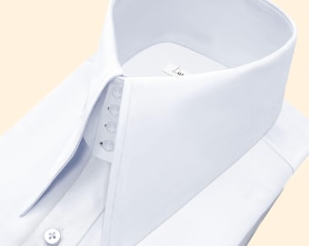 Karl lagerfeld Style High Long Pointed White Shirt for Men Tall Neck Stiff Collar Shirt Large Collar Gangster Big Collar Vintage Shirt