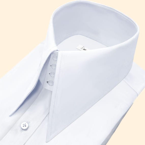 Karl Lagerfeld Style High Long Pointed White Shirt for Men Tall Neck Stiff Collar  Shirt Large Collar Gangster Big Collar Vintage Shirt - Etsy