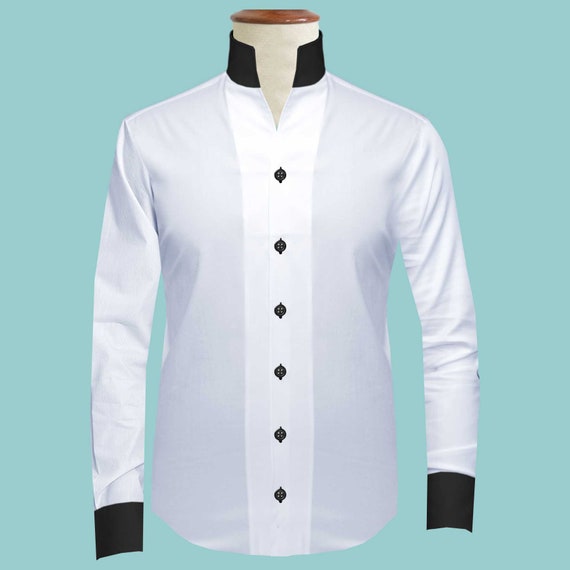 Tシャツ・カットソー GHERARDINI White Shirt with Classic Collar in Cotton Man One Peace High Neck Vintage White Blouse Men Dress Shirt