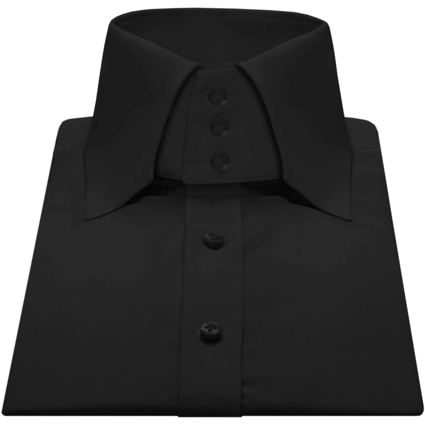Jet Black Shirt Chisel High Collar Shirt Ozwald Style Shirt, 3" High — free download