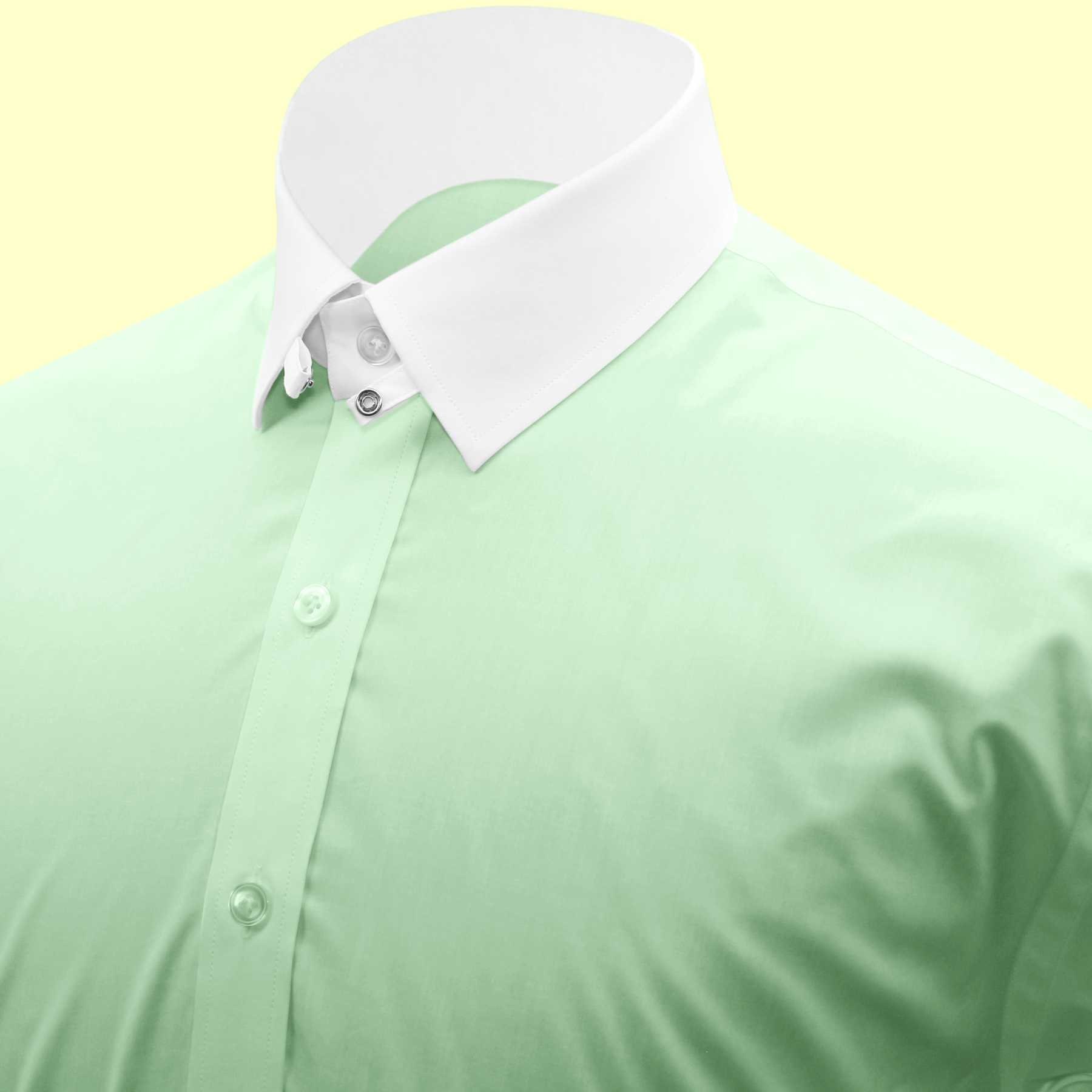 Mint Green Shirt in Tab Collar Men James Bond Style Outfit Loop Kent Collar Dress Shirt Snap