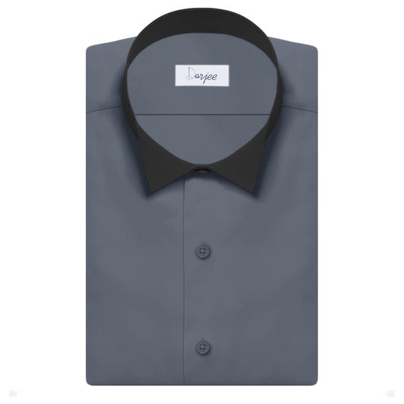 black and gray dress shirt Charcoal Twill Natural Stretch Cotton Dress Shirt 17