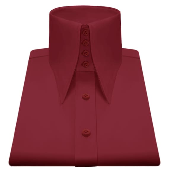 Burgundy High Long Spear Pointed Men Shirt Tall Stiff Neck Collar Shirt Large Collar Gangster Collar Vintage Karl lagerfeld Style Shirt Burgundy High Long Spear Pointed Men Shirt Tall Stiff Neck Collar Shirt Large Collar Gangster Collar Vintage Karl lagerfeld Style Shirt