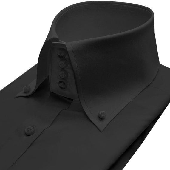 white collar black dress shirt Tailored Fit White Marcella Wing Collar Dress Shirt