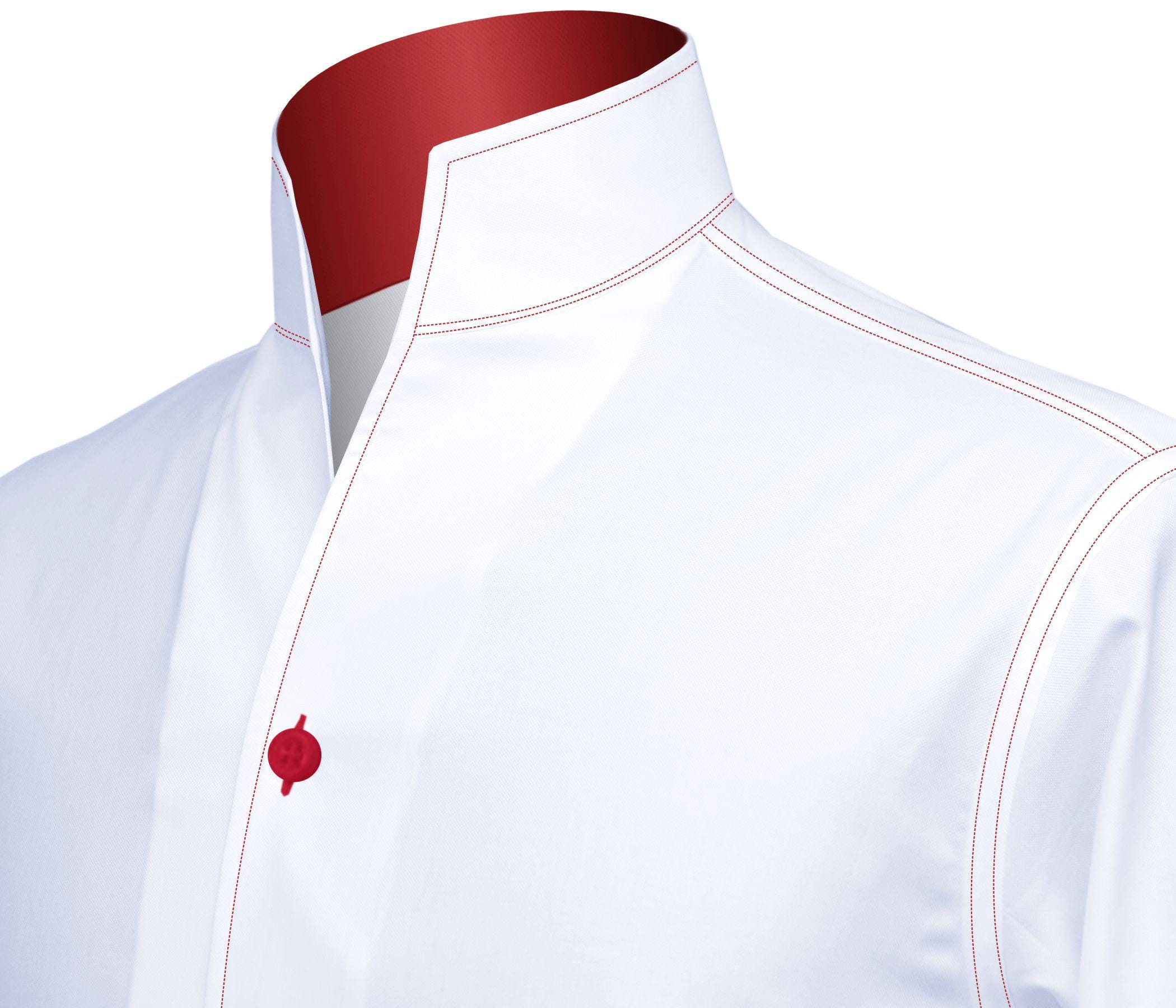 White Men Shirt High Stand Collar Shirt One Piece Collar