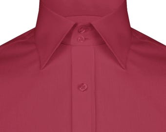 Egara Skinny Fit Spread Collar Tile Dress Shirt 15.5x34/35 | Burgundy Check  - Etsy