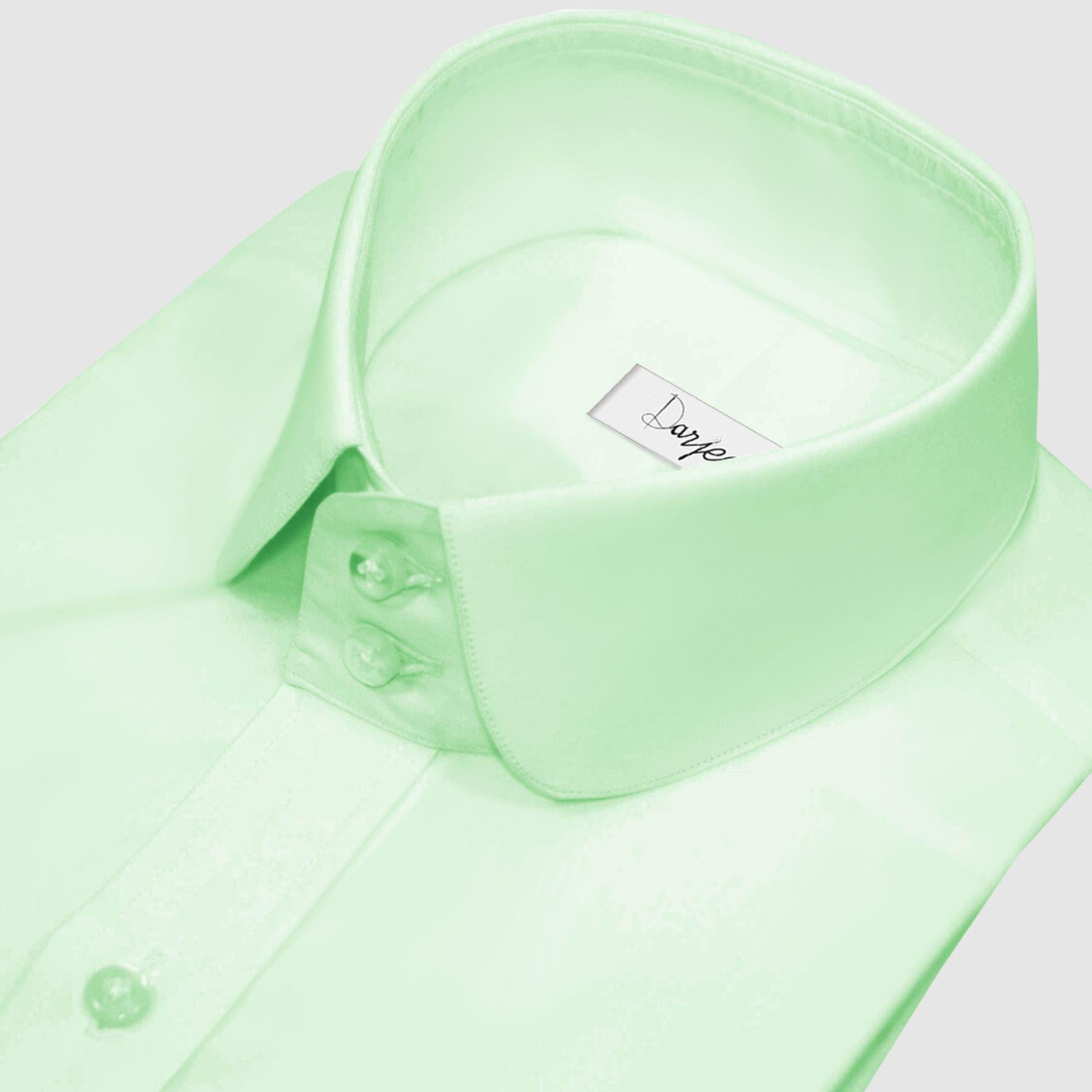 pale green dress shirt Sage green short sleeve linen-cotton Shirt at Hockerty