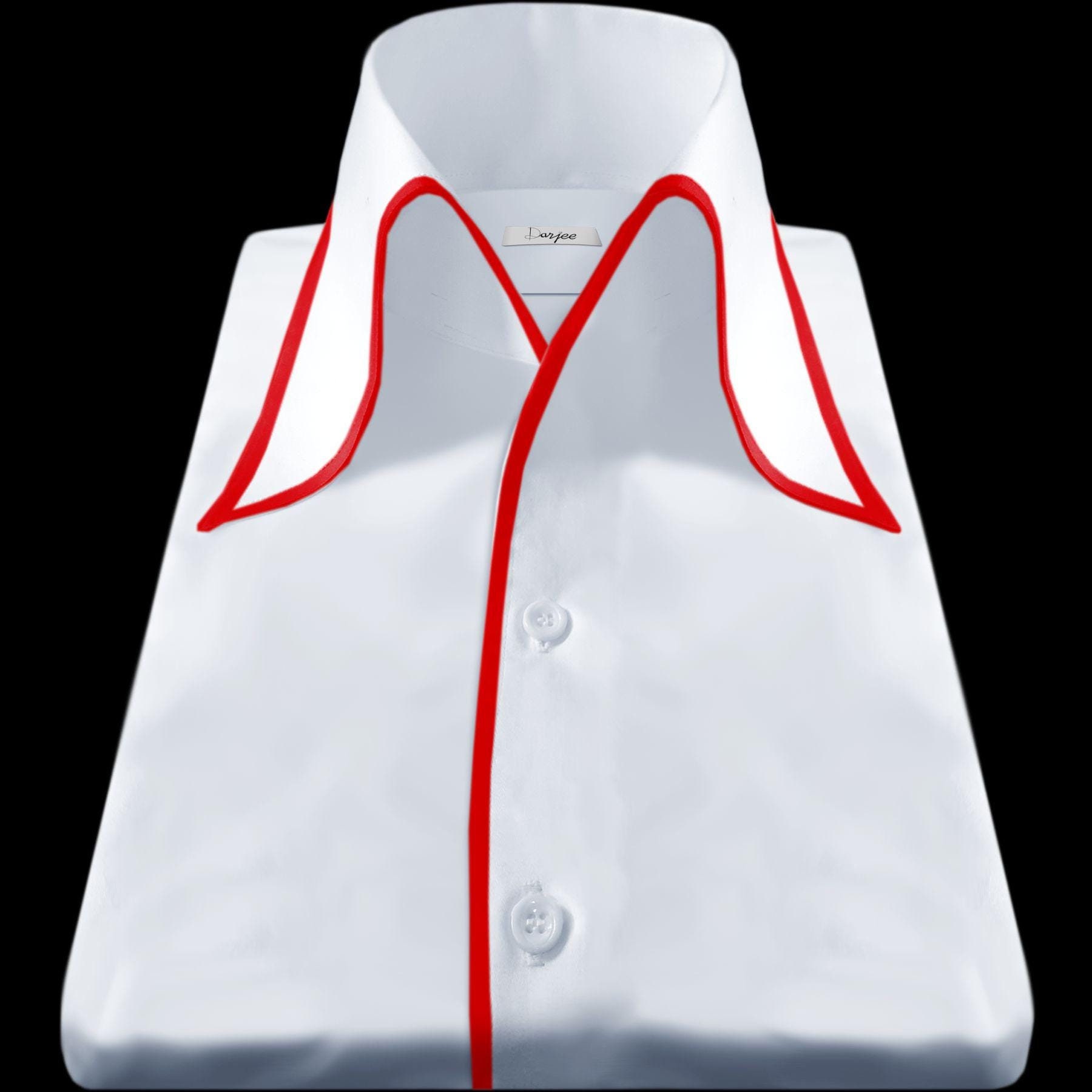 One Piece Cooper Collar White Shirt Contrast Trim For Men's Long Pointed California Style Camp High Collar Wide Toothed Collar Korean Shirt