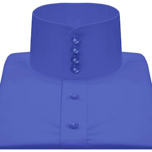 Royal Blue High Band Collar Shirt: Men&#39;s Mandarin Style, Tailor Made