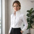 Karl lagerfeld Style High 7 Inch Long Pointed White Shirt for Women Tall Neck Collar Shirt Large Collar Gangster Big Collar Vintage Shirt
