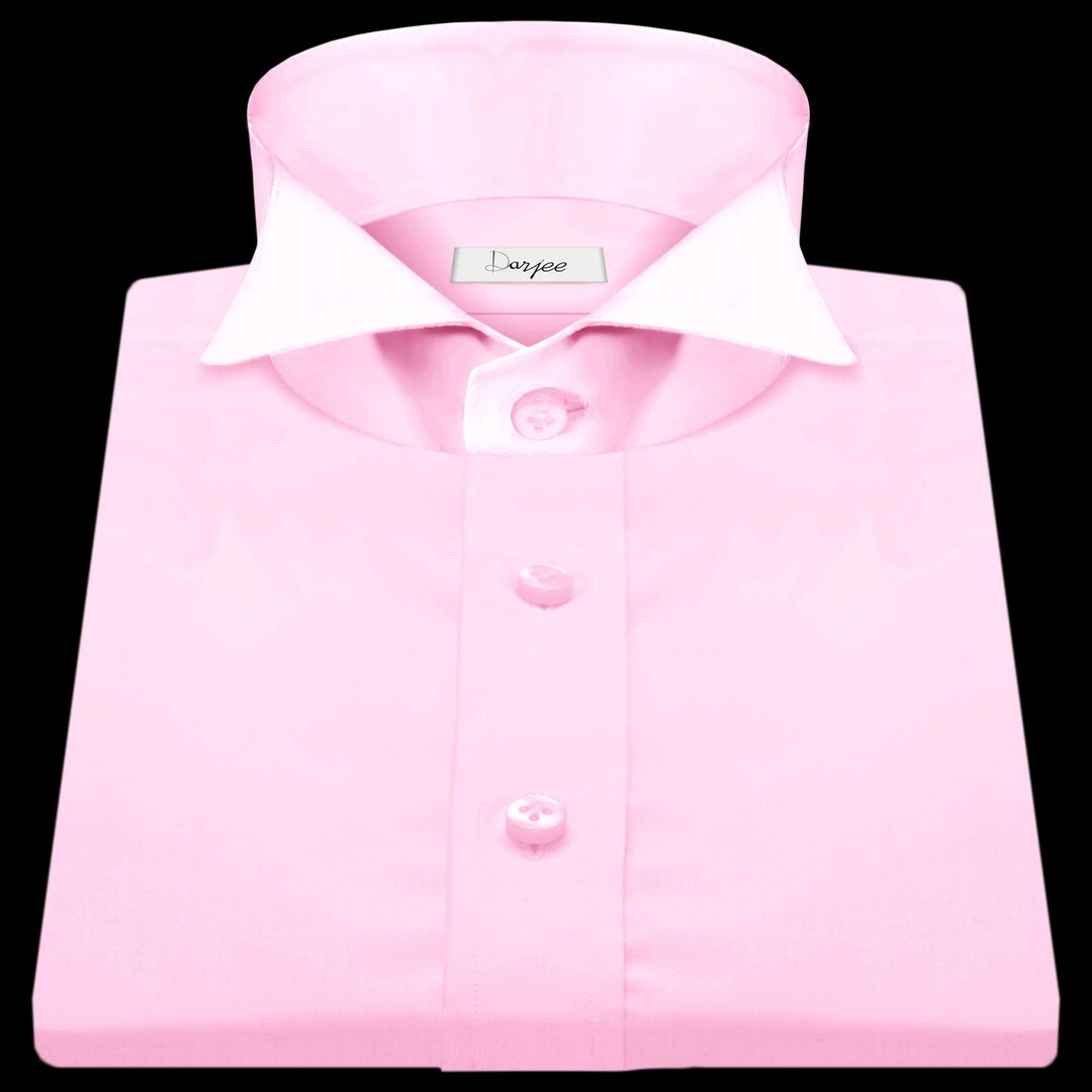 mens pink dress shirt with white collar Hilditch & Key Classic Fit Plain Pink End-on-End Cotton Shirt with White Classic Collar & Double Cuff male