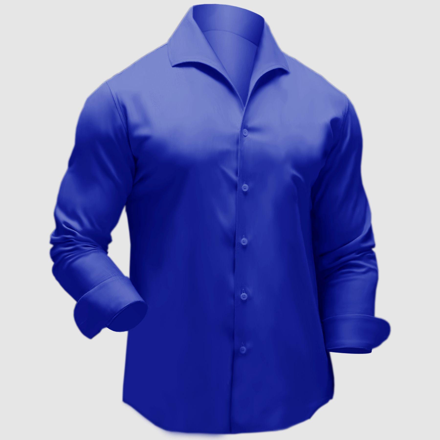 Royal Blue One Piece Cuban Collar Open Lapel Tailored Shirt Cooper Collar Men Shirt Notch Korean Style Summer Beach Party Wear Dress Shirt