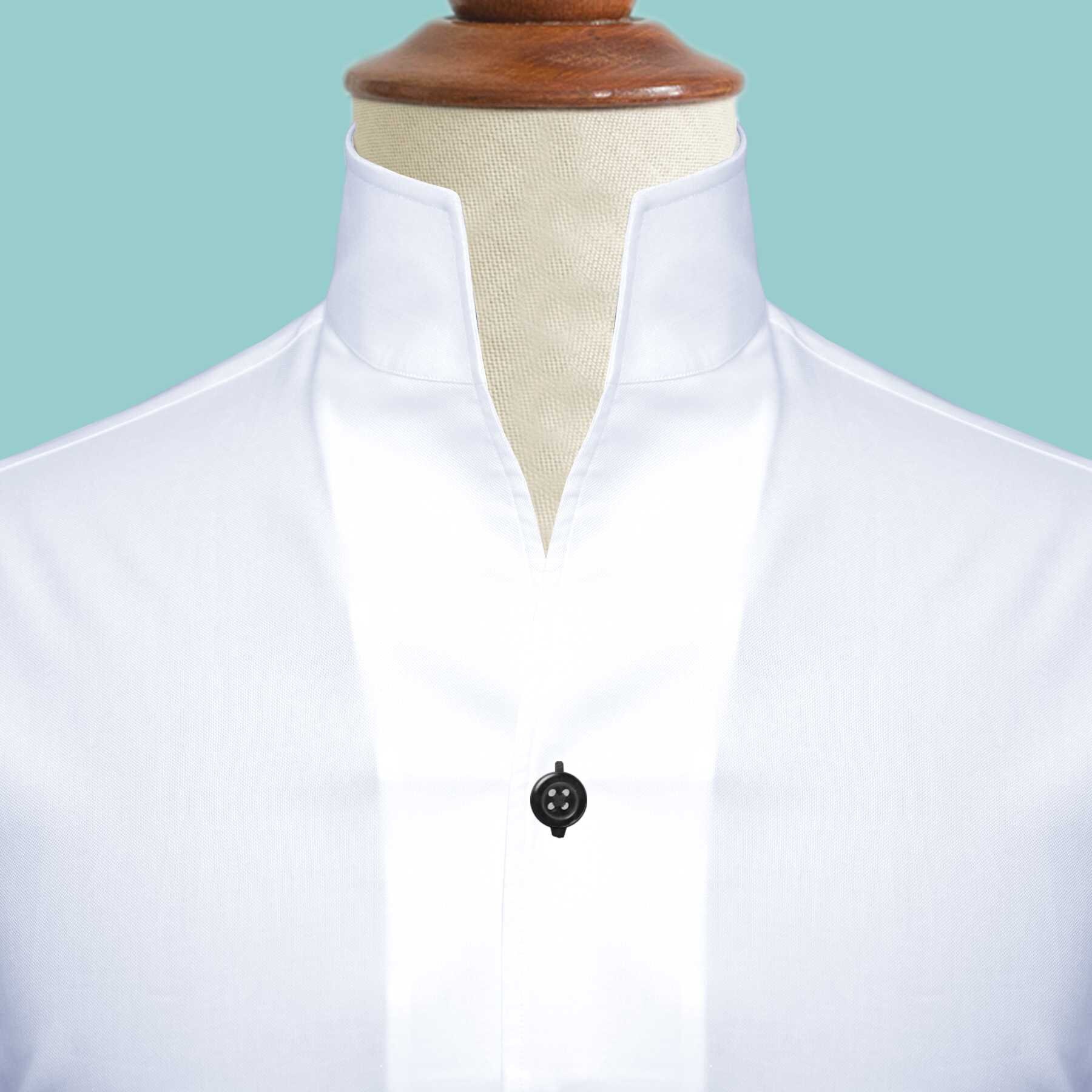 One Peace High Neck Vintage White Blouse Men Dress Shirt